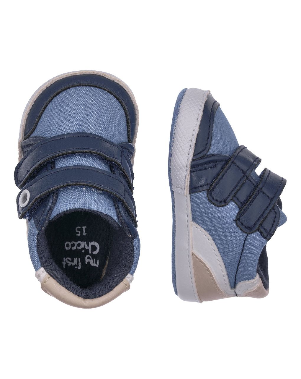 Sneakers bambino ortagnan blu/beige con doppio strappo | chicco