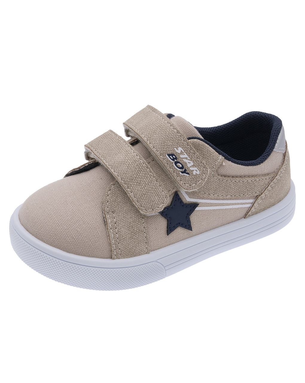 Sneaker bimbo doppio strappo beige con stella- chicco