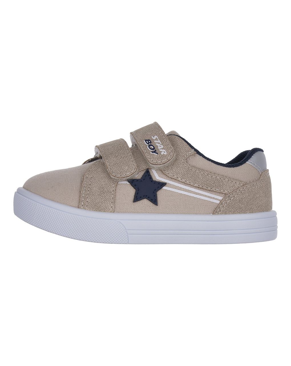 Sneaker bimbo doppio strappo beige con stella- chicco