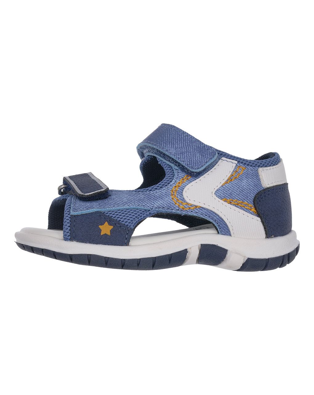Sandalo bimbo chicco facci denim con dettagli arancioni