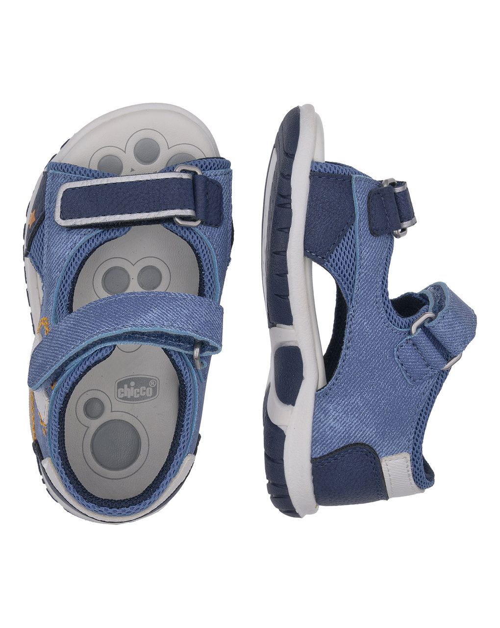 Sandalo bimbo chicco facci denim con dettagli arancioni