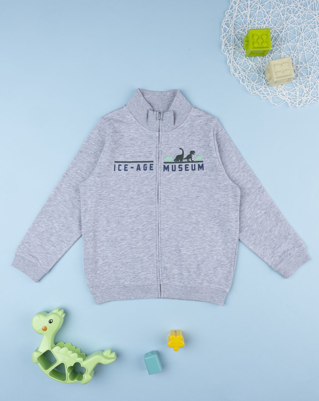 Felpa bimbo grigio con stampa