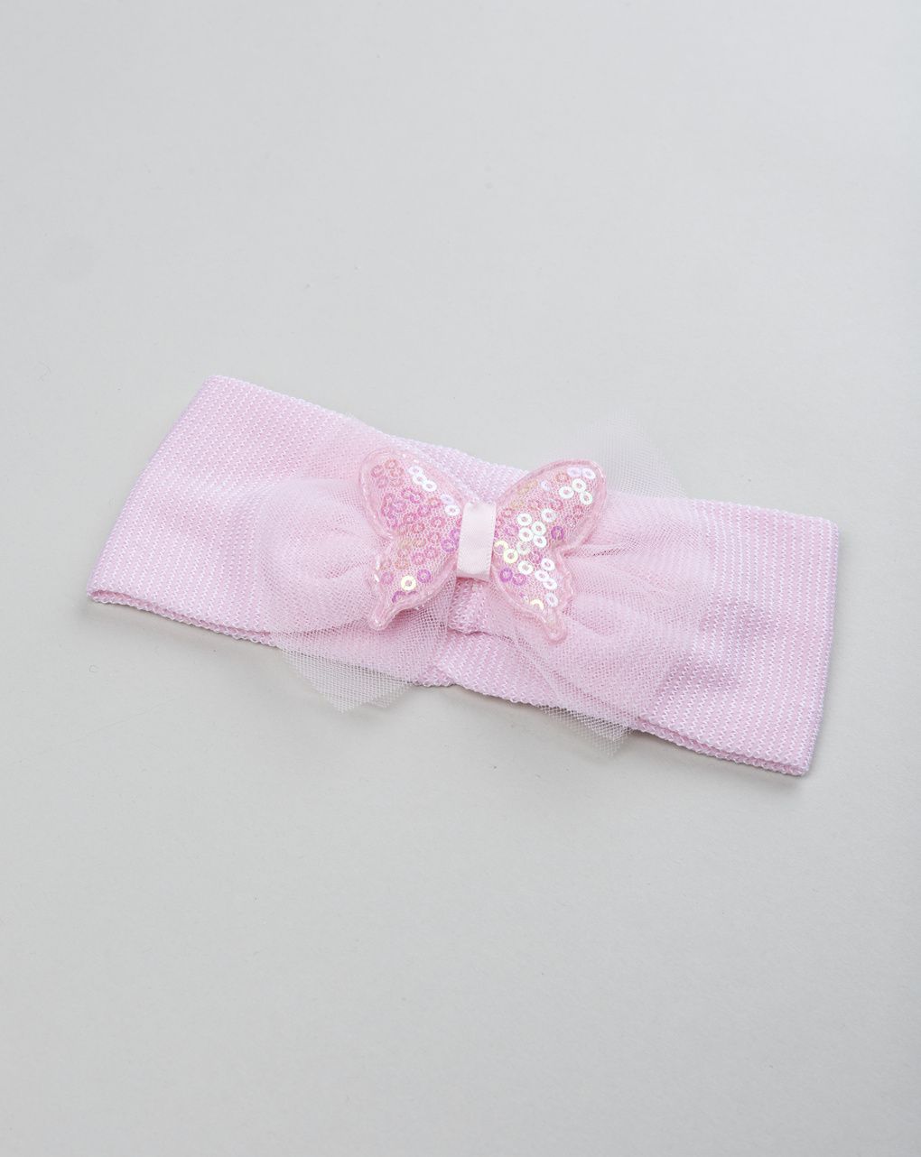 Fascia capelli neonata rosa con farfalla