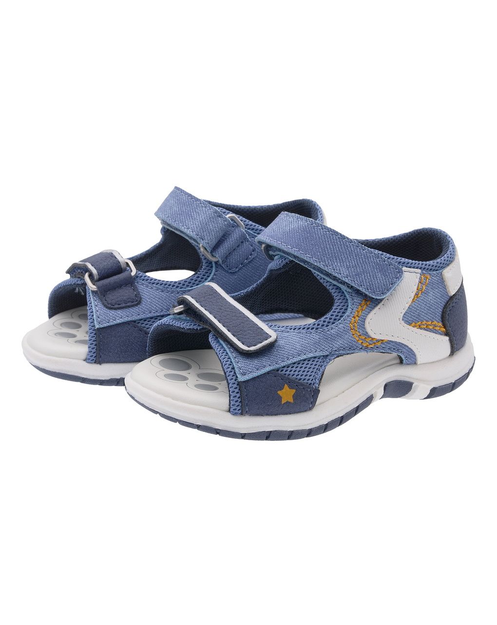 Sandalo bimbo chicco facci denim con dettagli arancioni