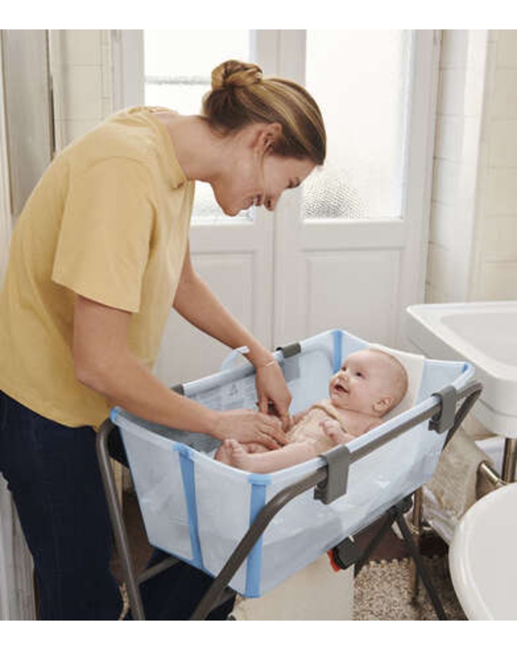 Vaschetta pieghevole flexi bath® con supporto per neonati - ocean blue -  stokke®
