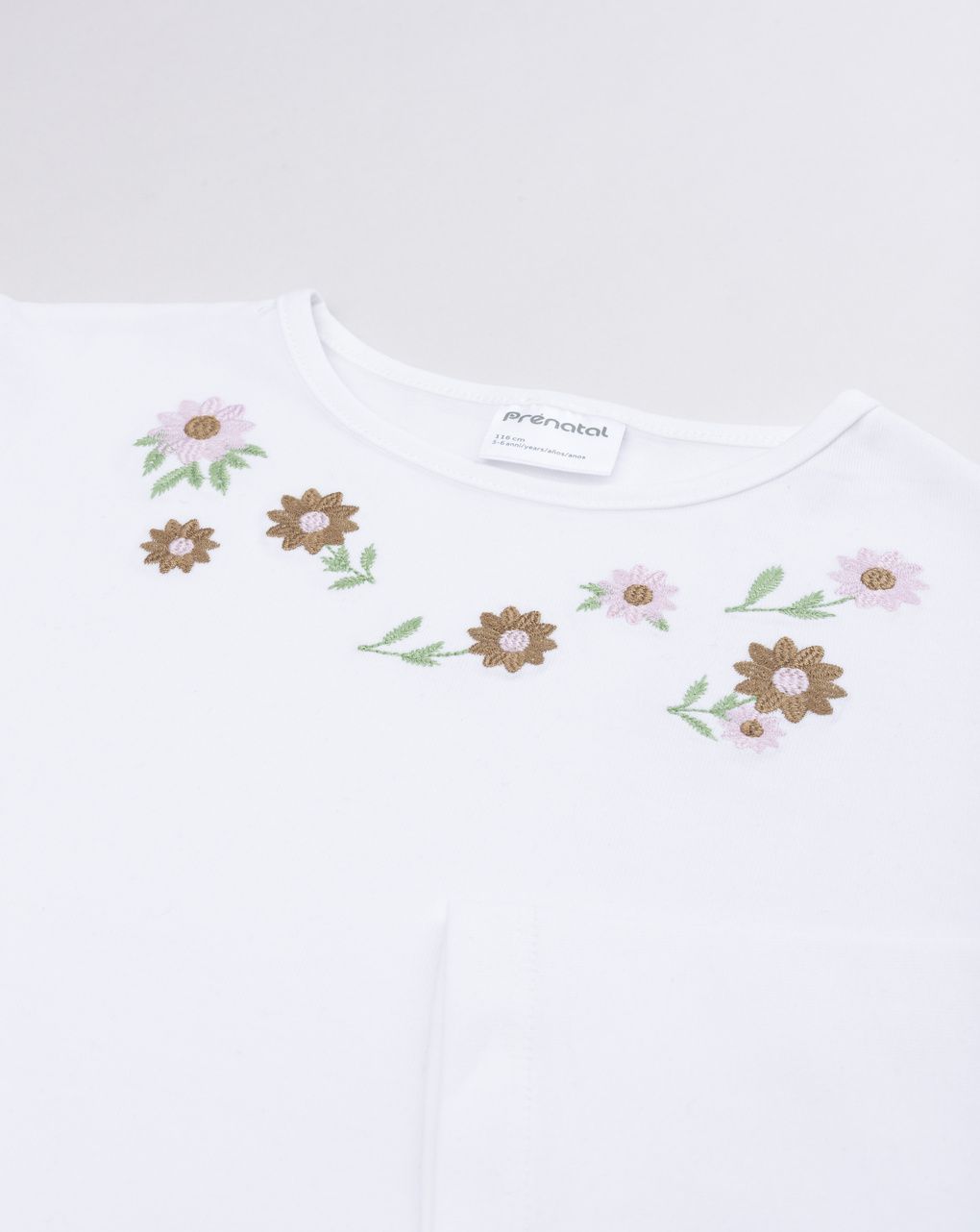 T-shirt bambina bianca fiori