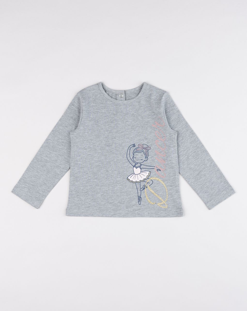 T-shirt bimba grigia stampa ballerina