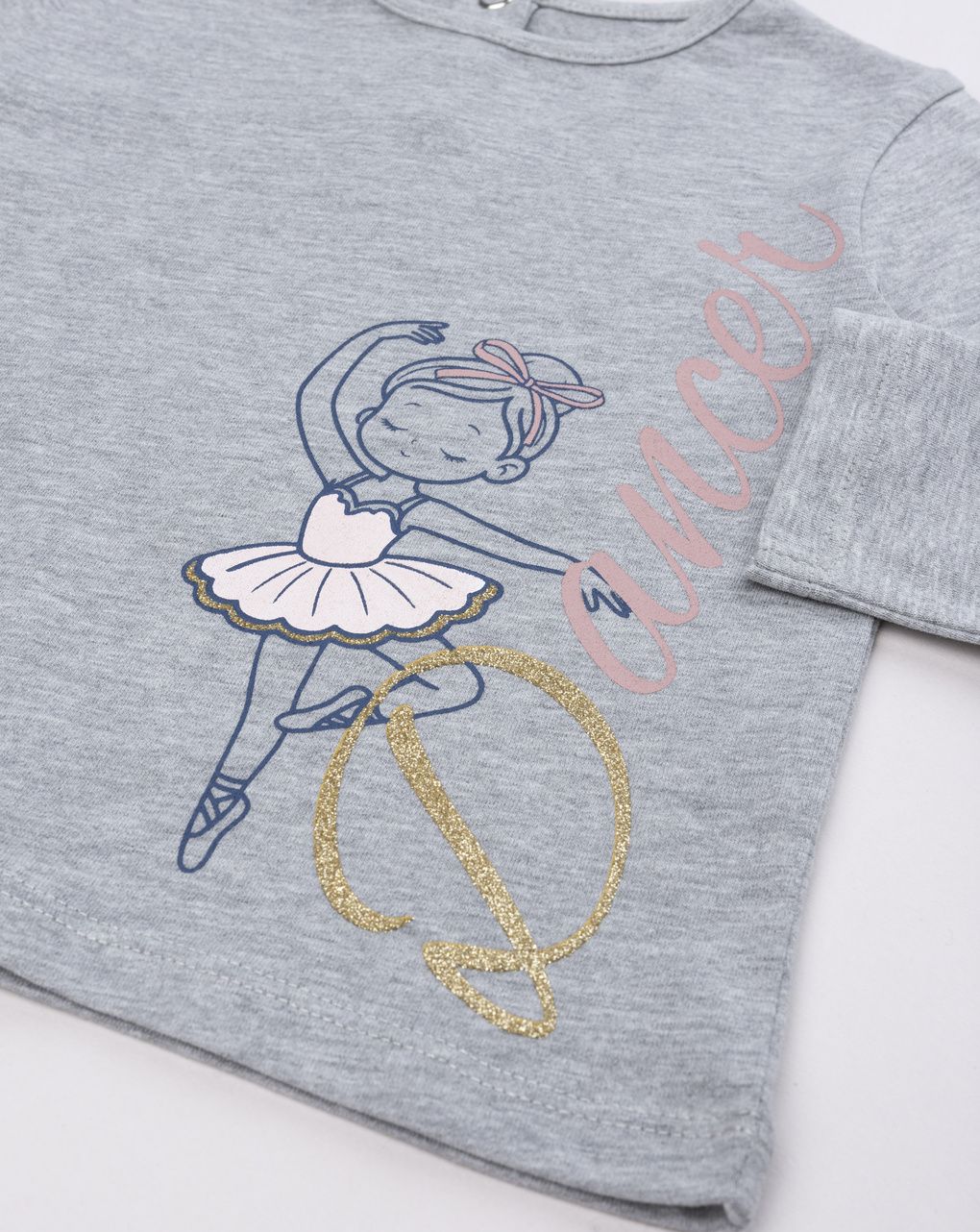 T-shirt bimba grigia stampa ballerina