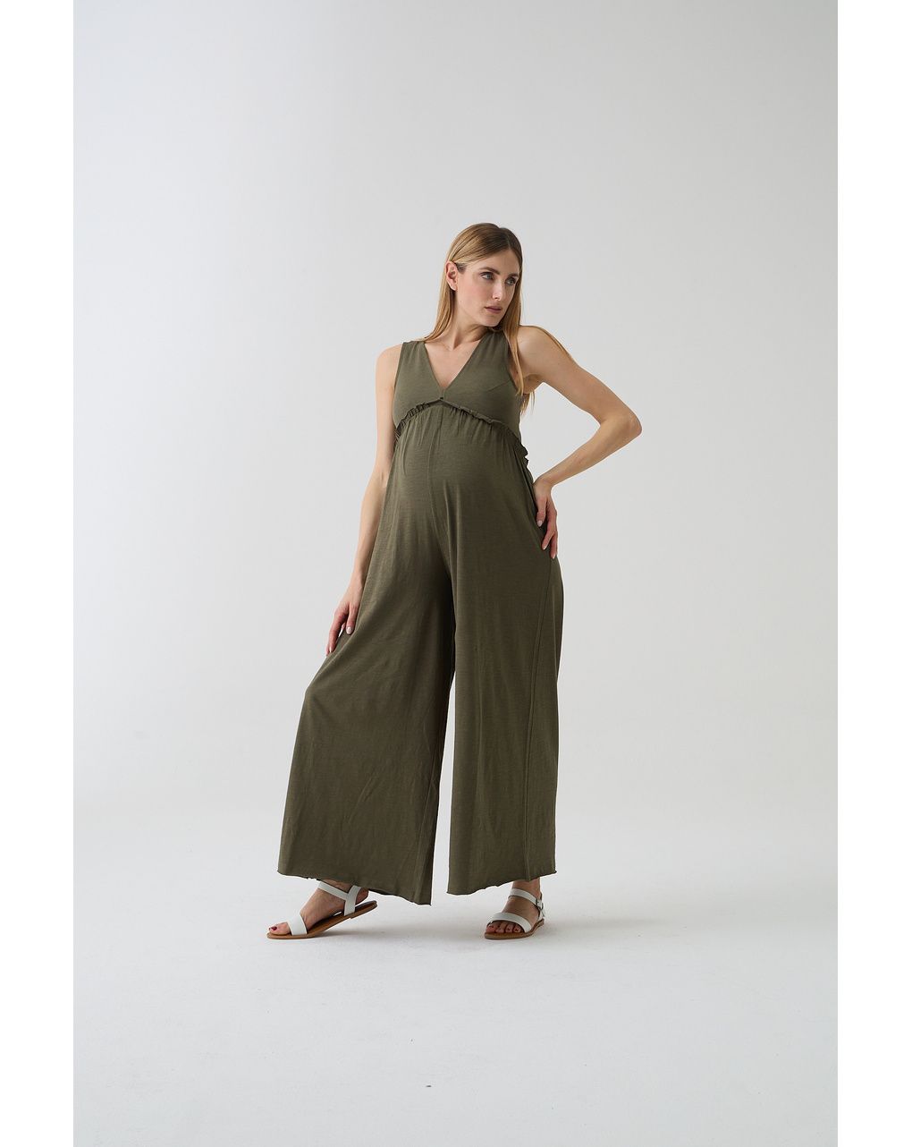 Jumpsuit morbida premaman verde scuro