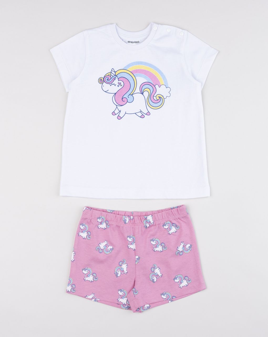 Pigiama estivo bimba con unicorno e arcobaleno