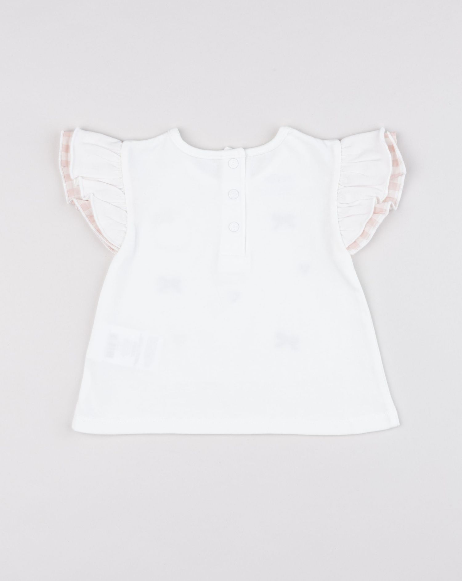 T-shirt panna bimba con maniche ad aletta