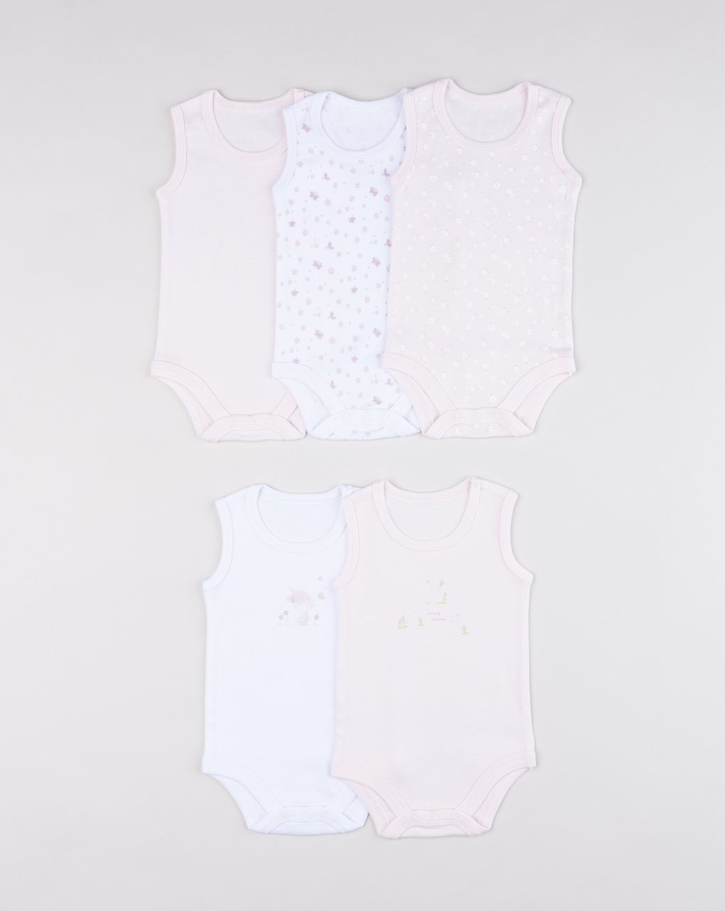 Pack 5 body neonata rosa/bianco