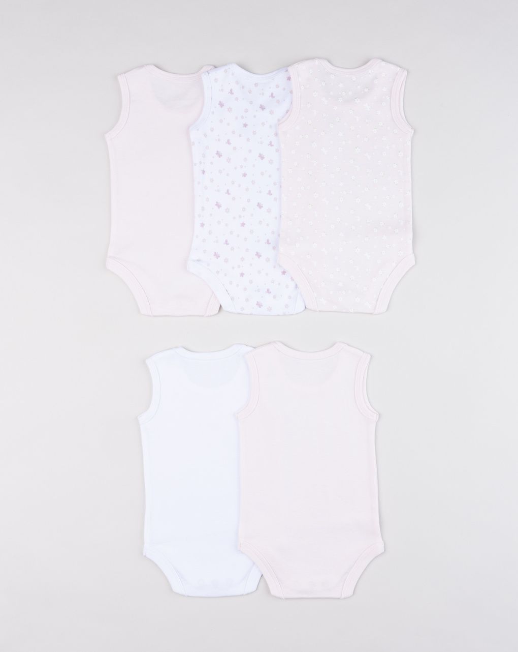 Pack 5 body neonata rosa/bianco
