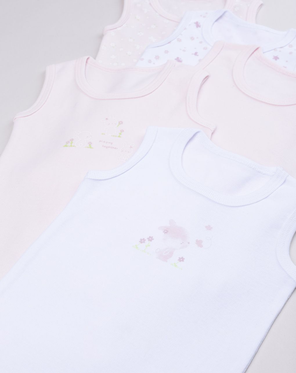 Pack 5 body neonata rosa/bianco