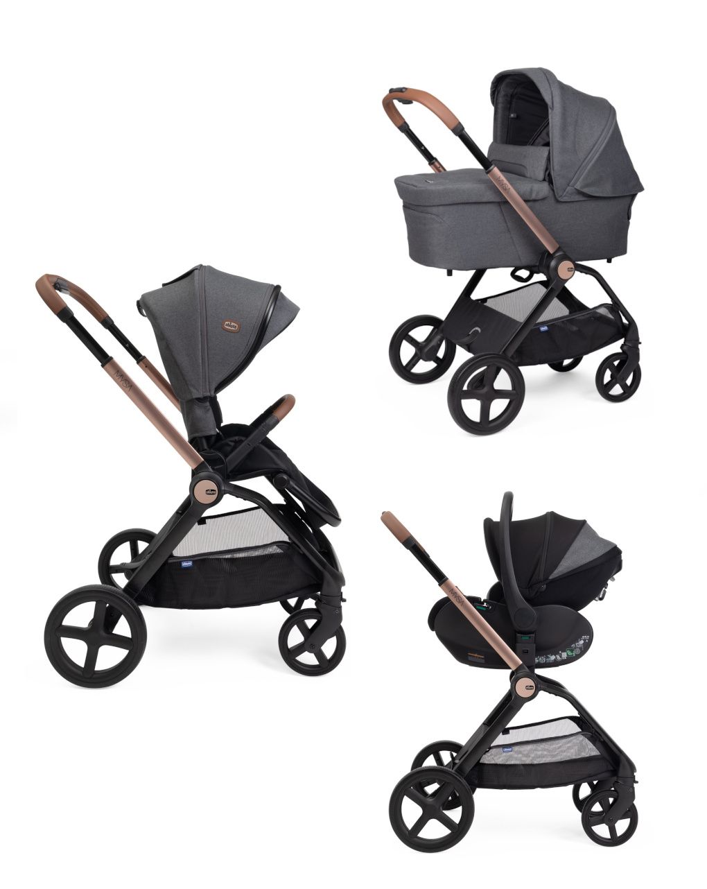 Trio mysa flexi first seat - black satin - chicco