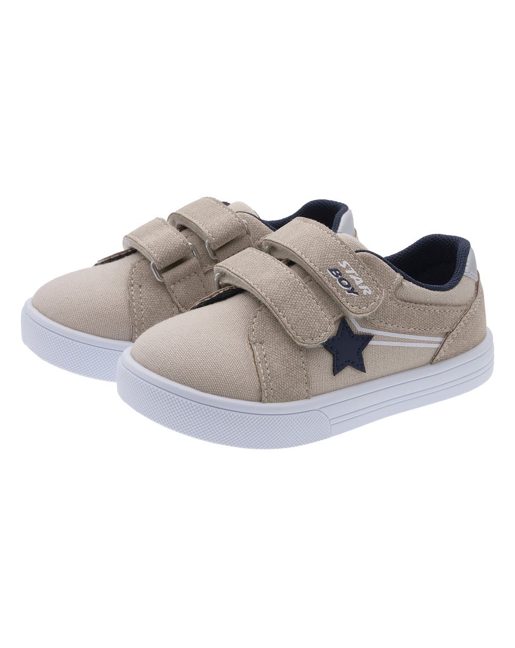 Sneaker bimbo doppio strappo beige con stella- chicco