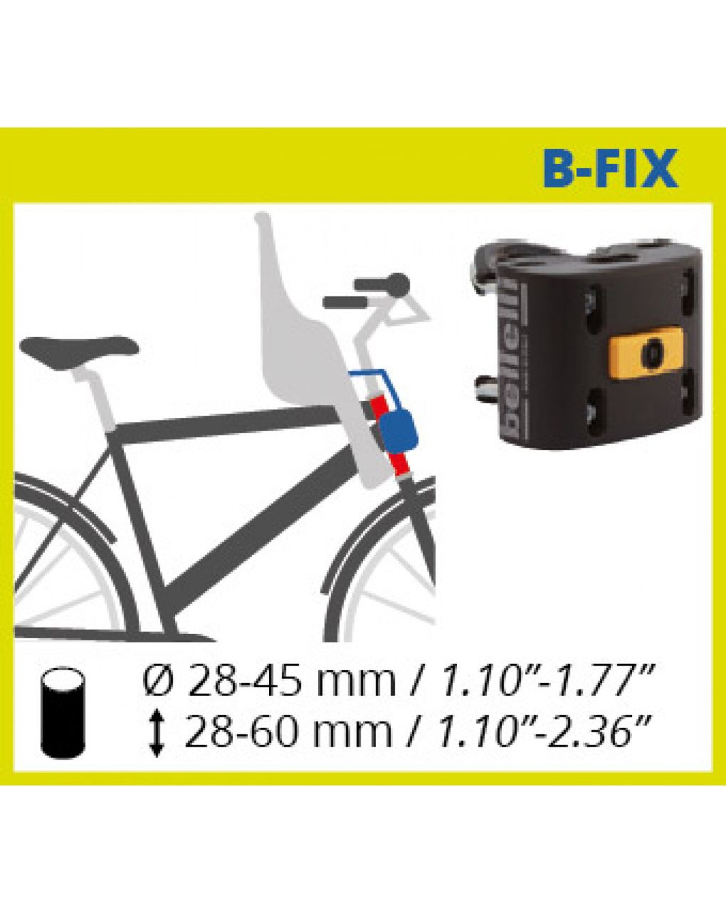 Seggiolino anteriore freccia attacco al telaio b-fix grigio chiaro - bellelli