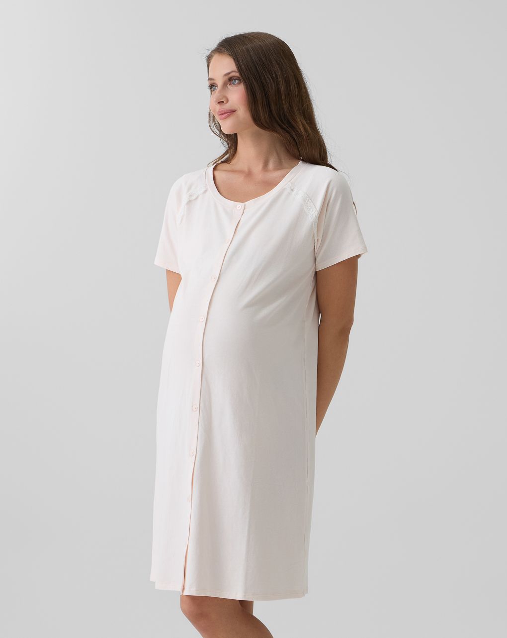 Camicia da notte parto rosa con pizzo