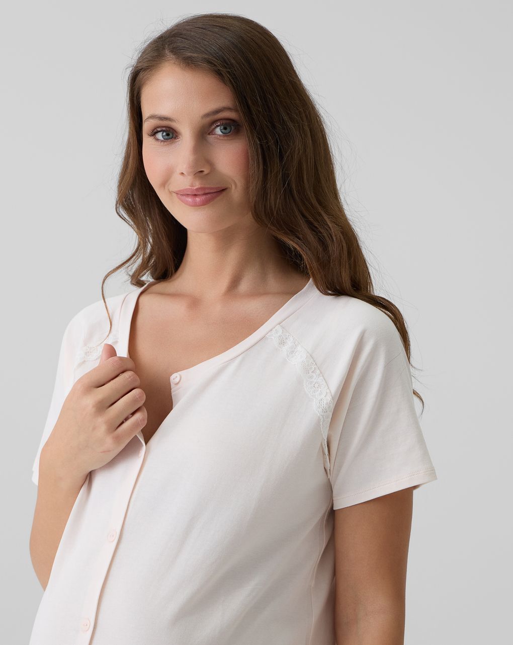 Camicia da notte parto rosa con pizzo