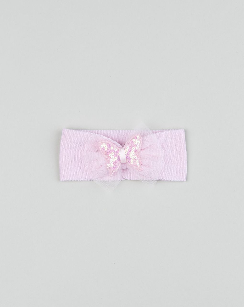 Fascia capelli neonata rosa con farfalla
