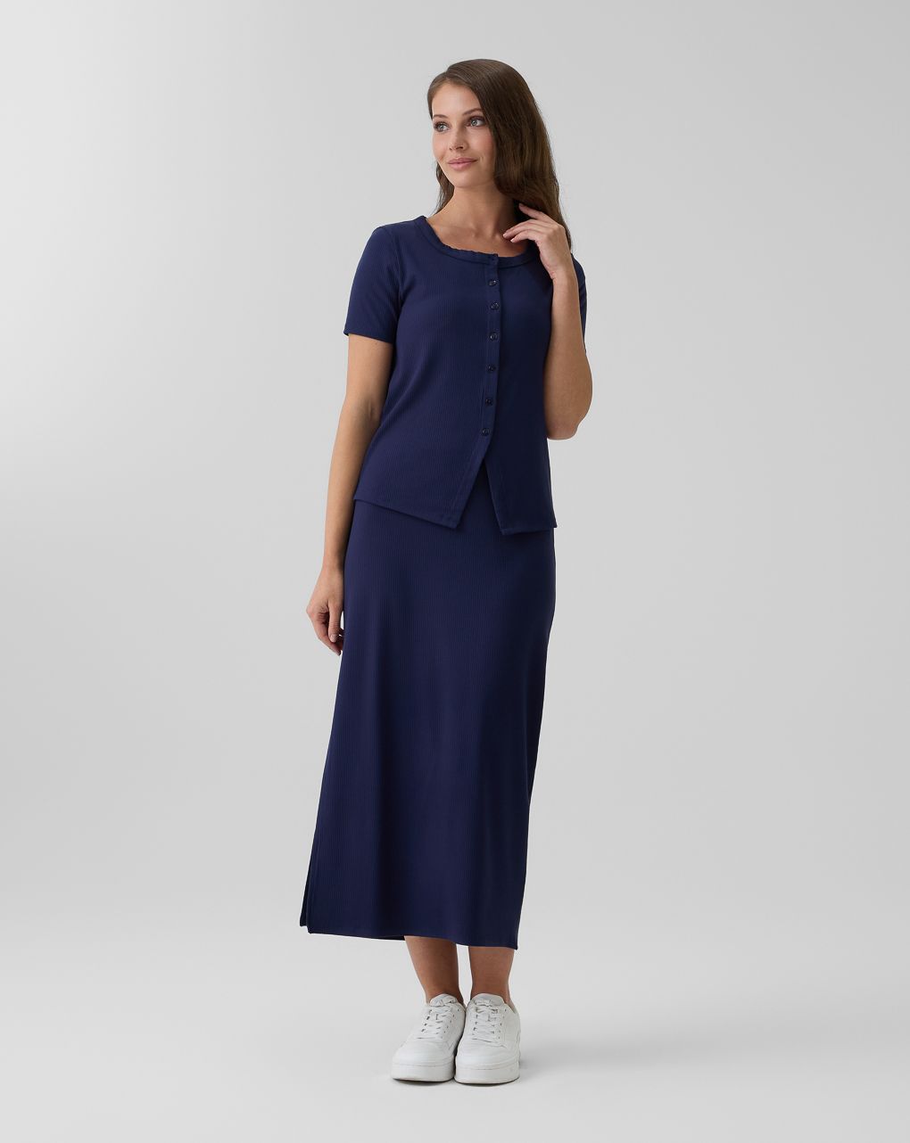 T-shirt allattamento a costina blu