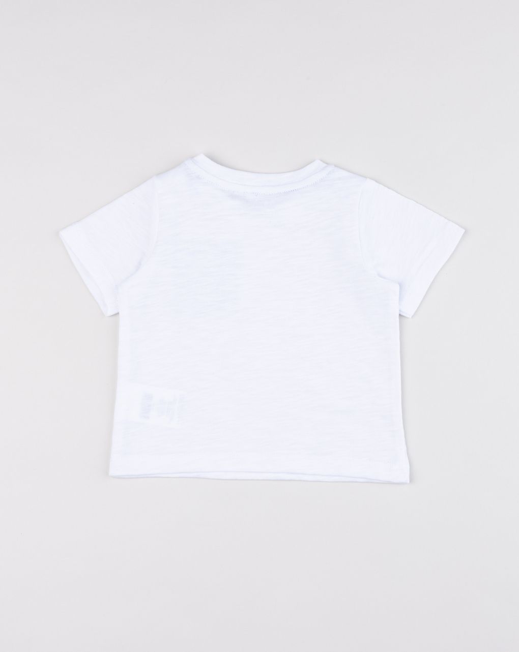 T-shirt bimbo bianca con taschino denim