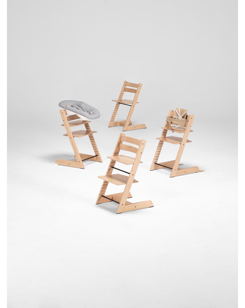 Pack seggiolone tripp trapp® naturale sedia + babyset + newborn set grigio - personalizzabile - stokke®