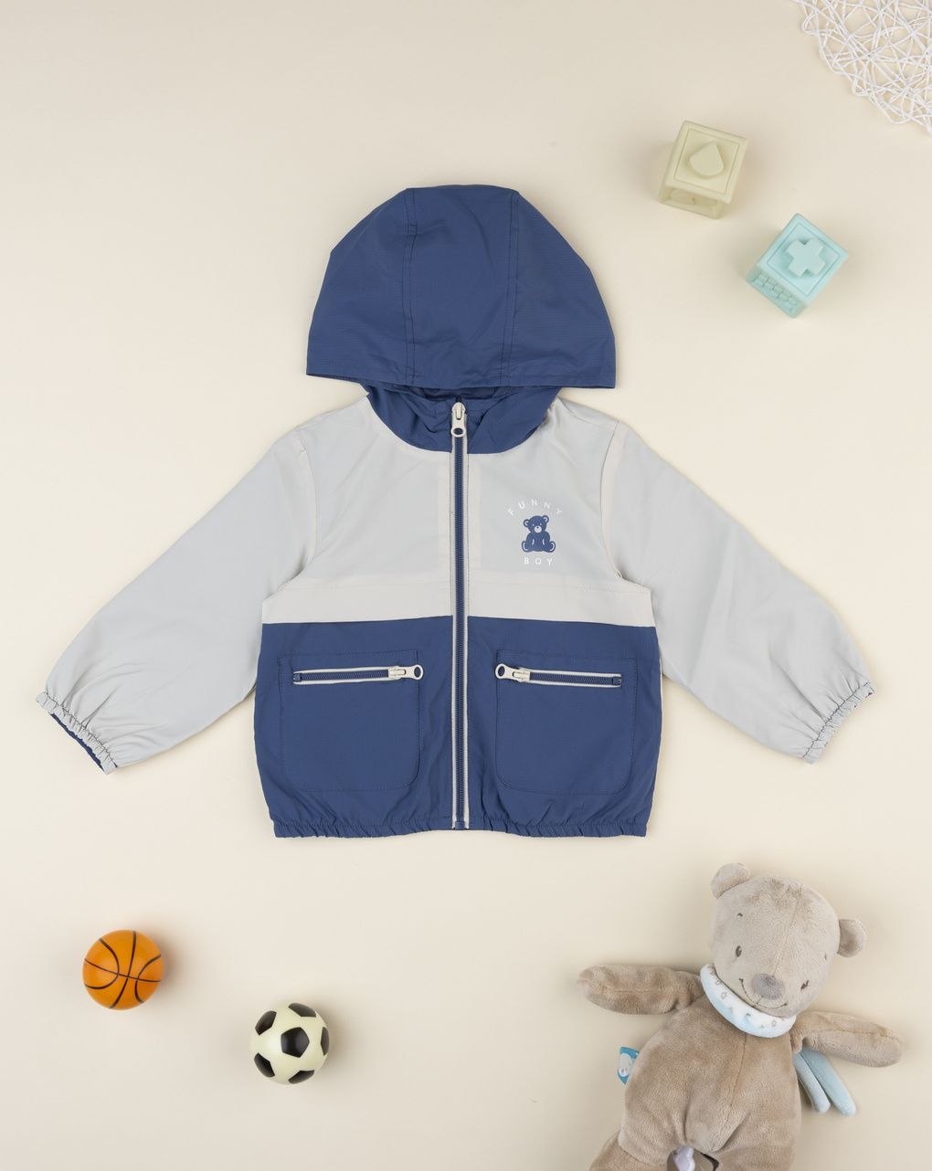 Antivento bimbo blu/beige