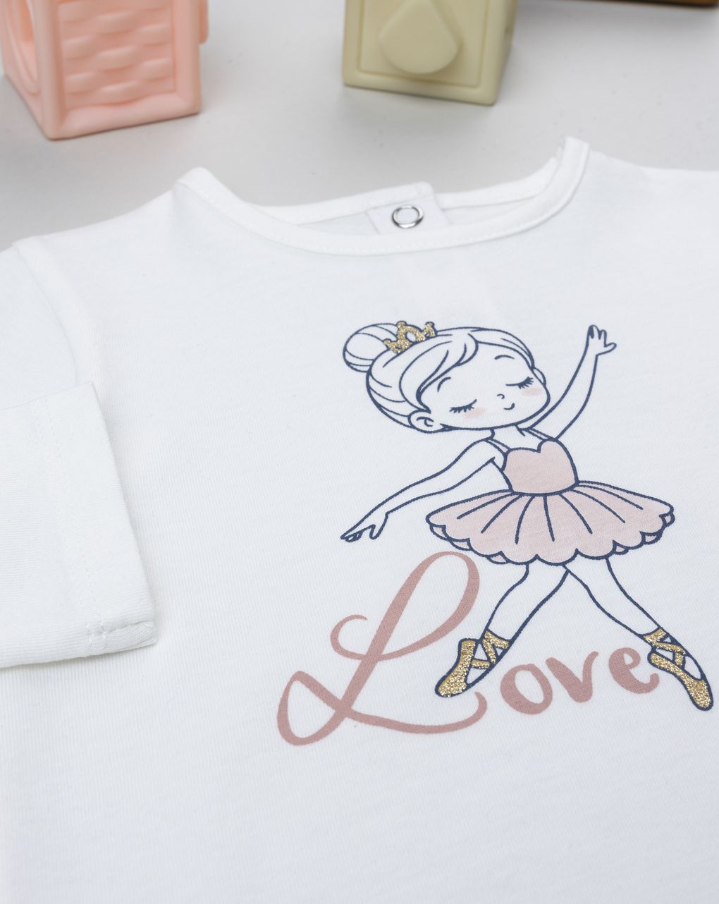 T-shirt bimba bianca stampa ballerina