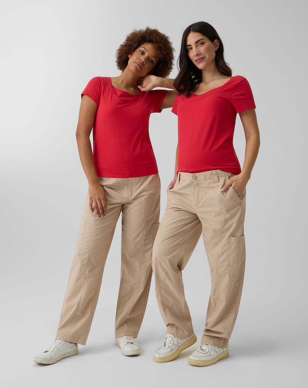 Pantalone premaman cargop beige popeline