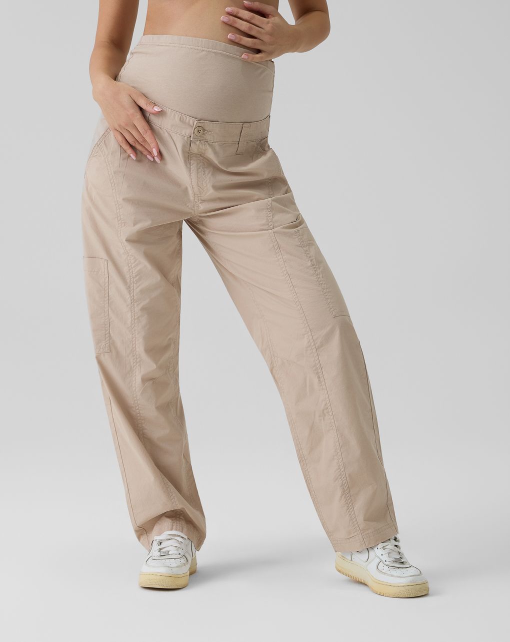Pantalone premaman cargop beige popeline