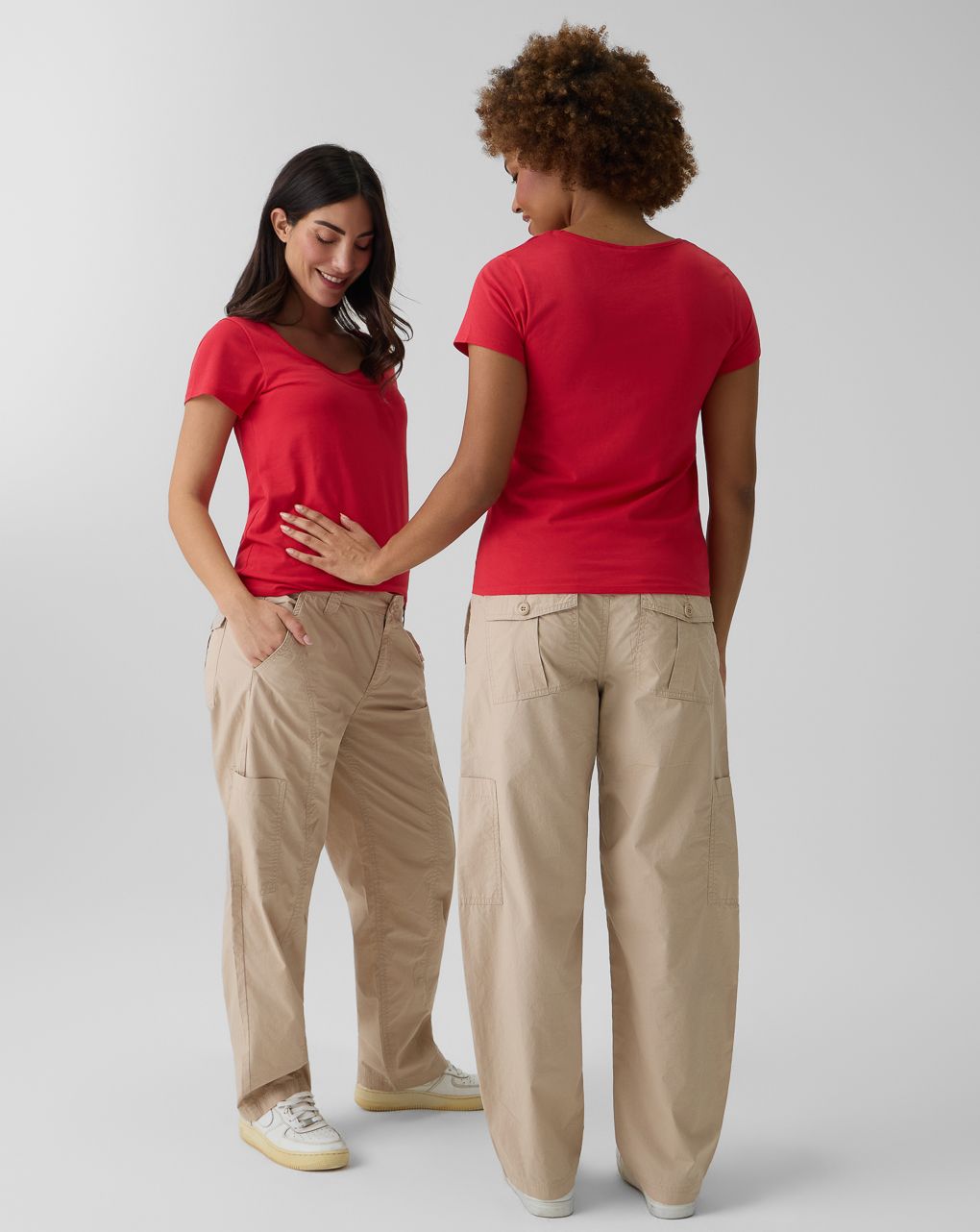 Pantalone premaman cargop beige popeline