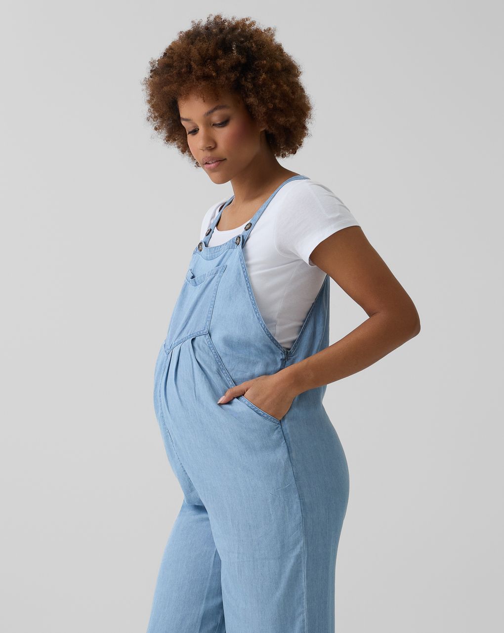 Salopette premaman lyocell denim chiaro