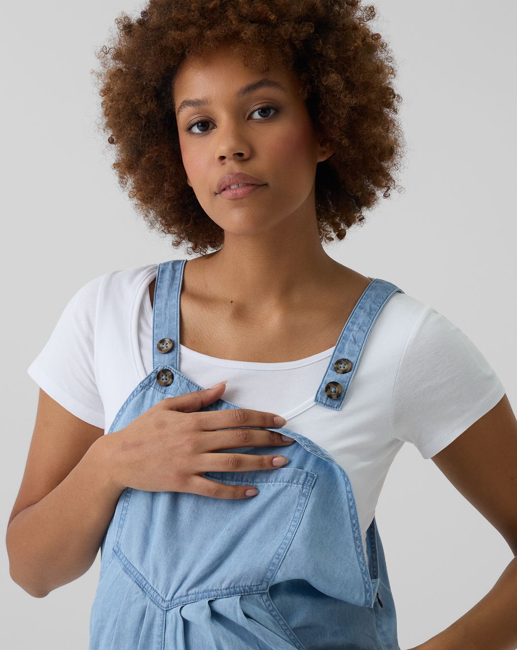 Salopette premaman lyocell denim chiaro