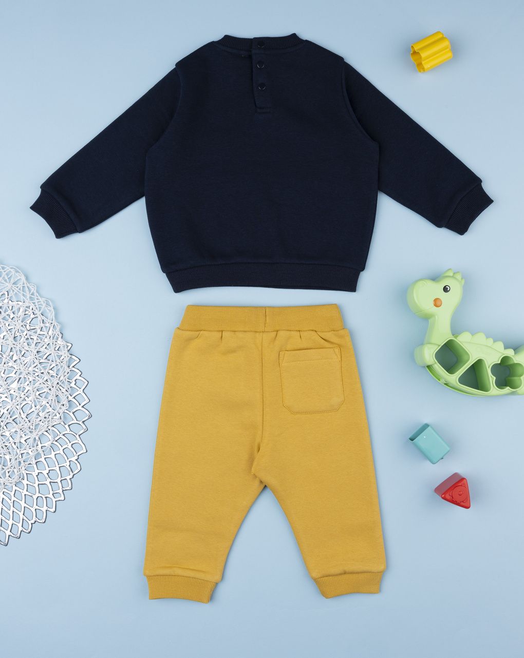 Completo jogging bimbo blu/giallo dinosauri