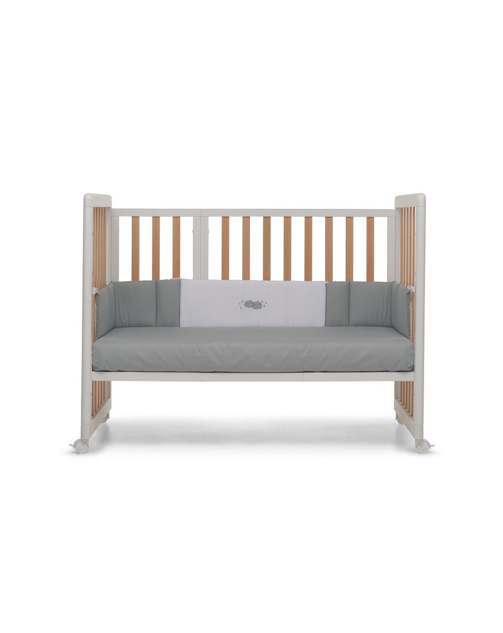 Lettino forever 8 in 1 bianco naturale tessile grey - brevi