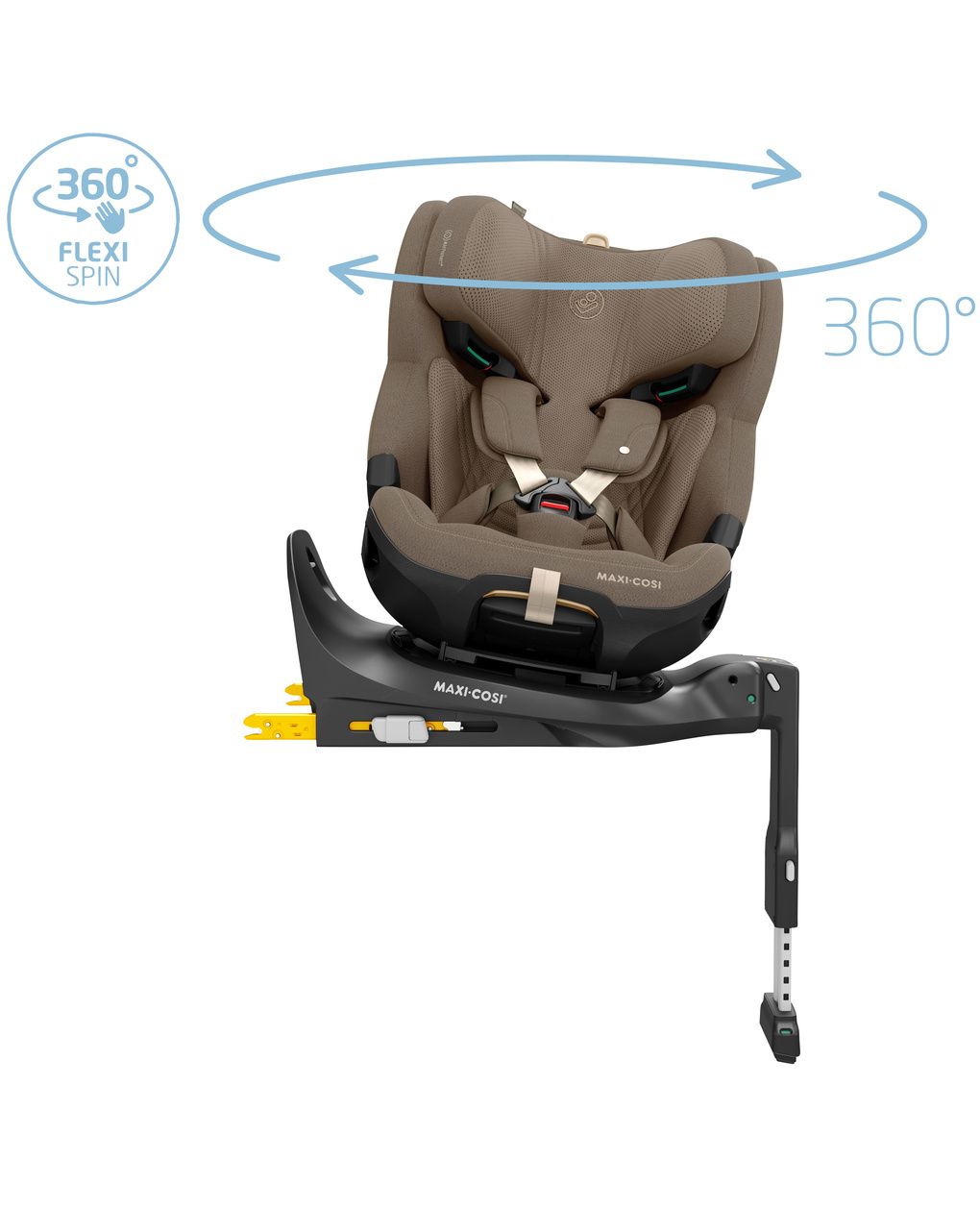 Seggiolino auto evolutivo emerald 360 pro authentic truffle 40-150cm (base integrata) - maxi cosi