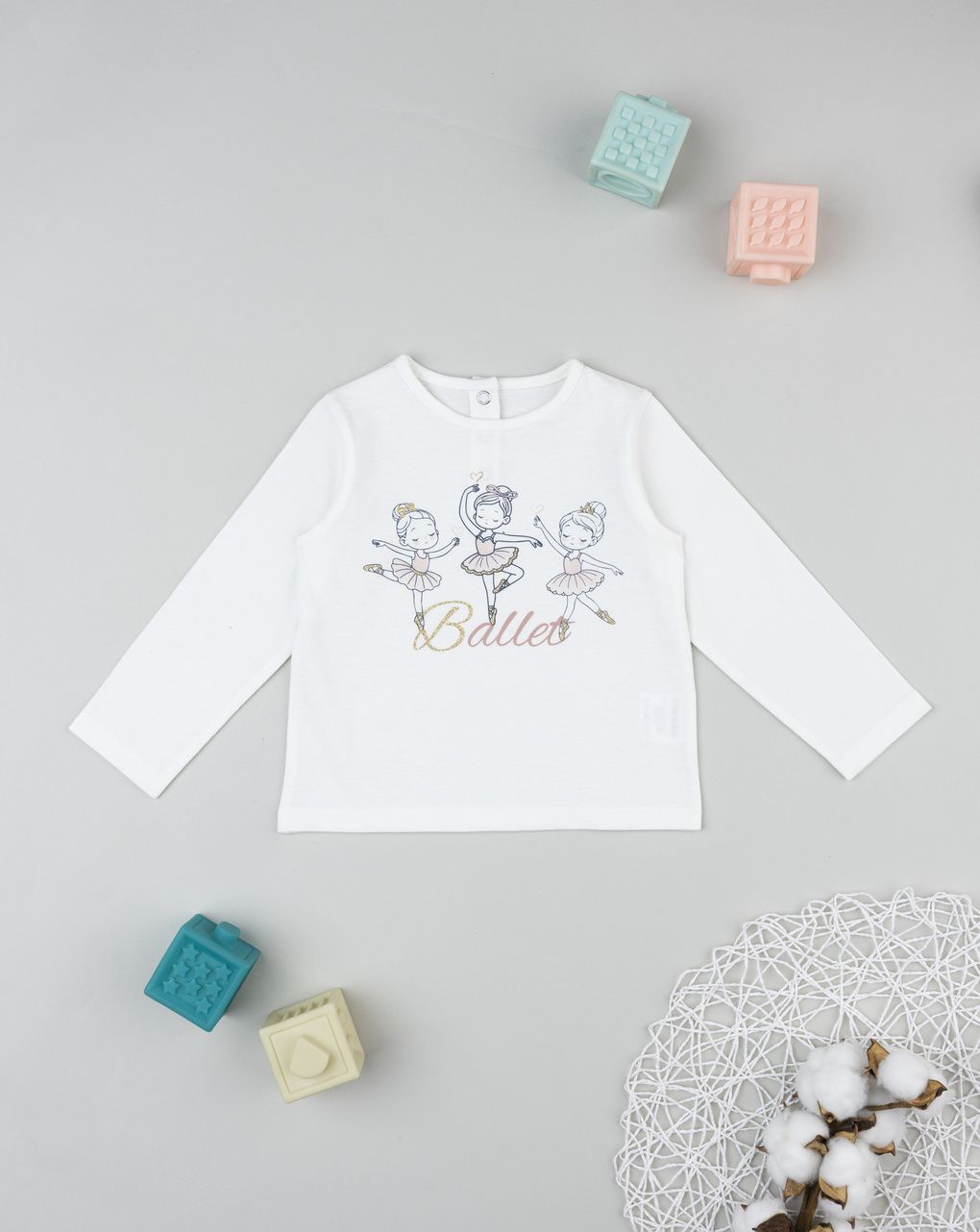 T-shirt bimba bianca stampa ballerine