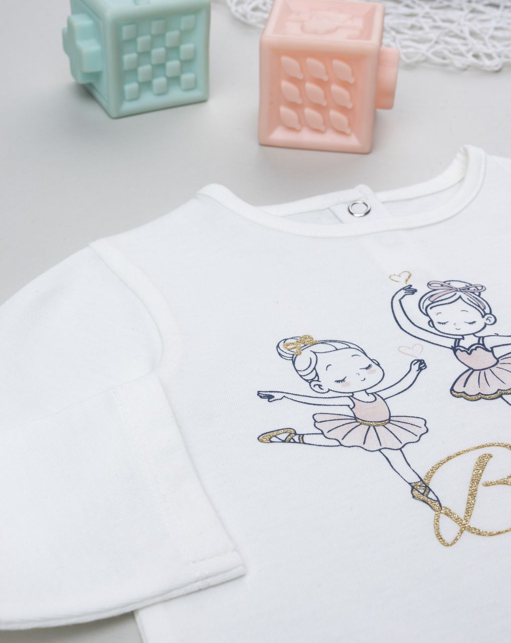 T-shirt bimba bianca stampa ballerine