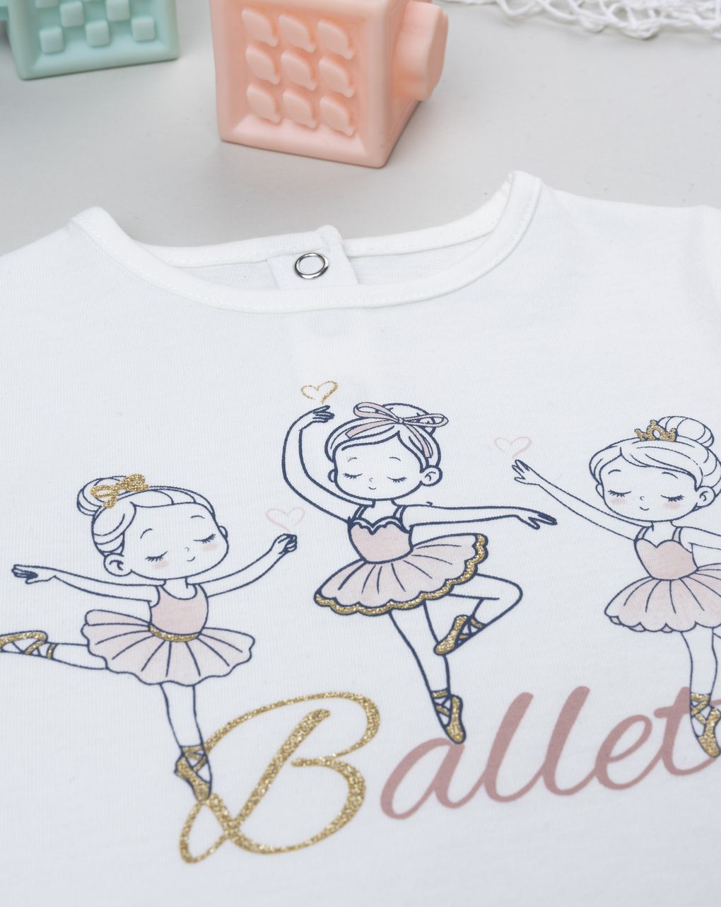 T-shirt bimba bianca stampa ballerine