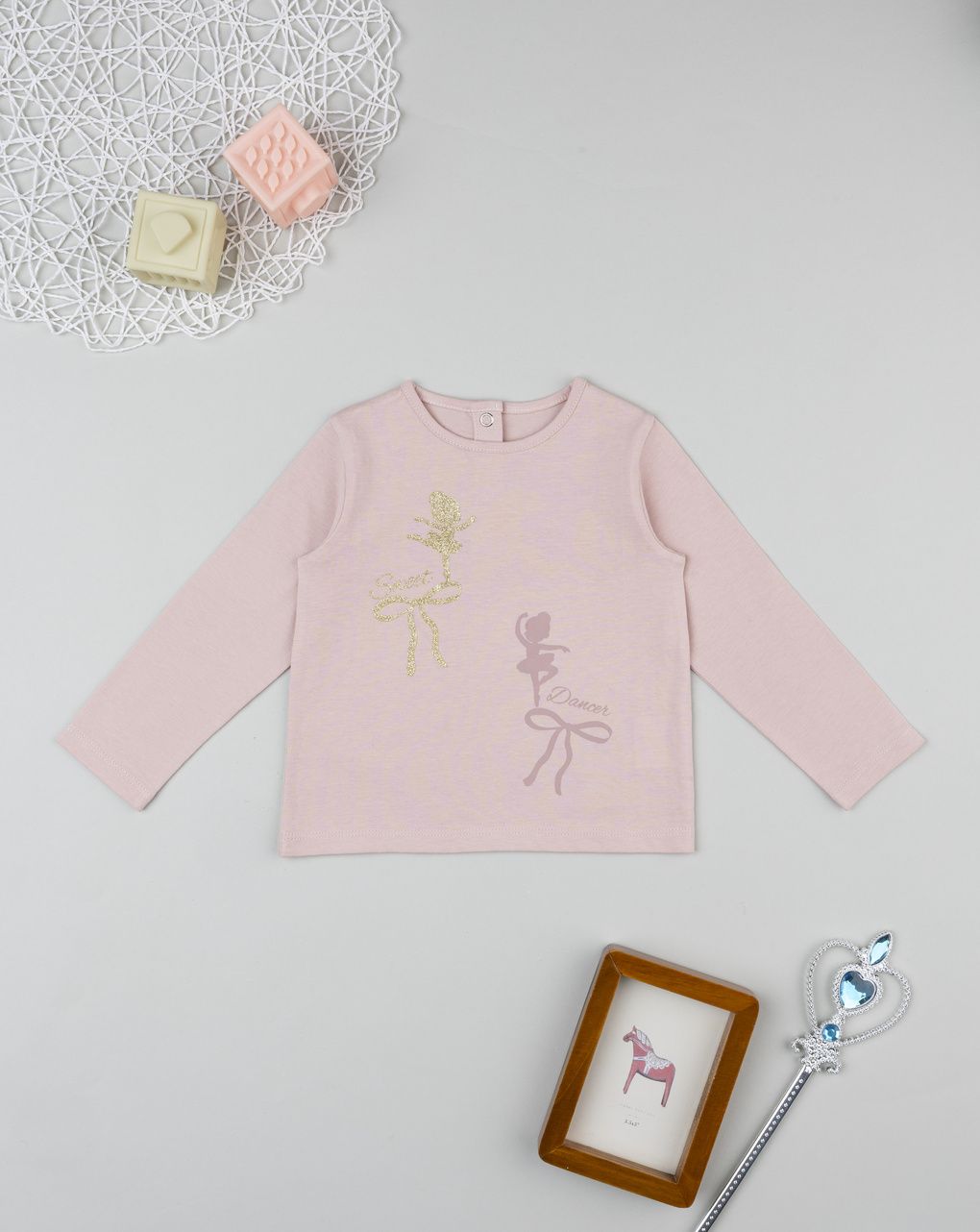 T-shirt bimba rosa stampa danza