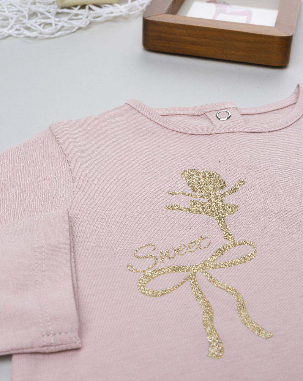 T-shirt bimba rosa stampa danza