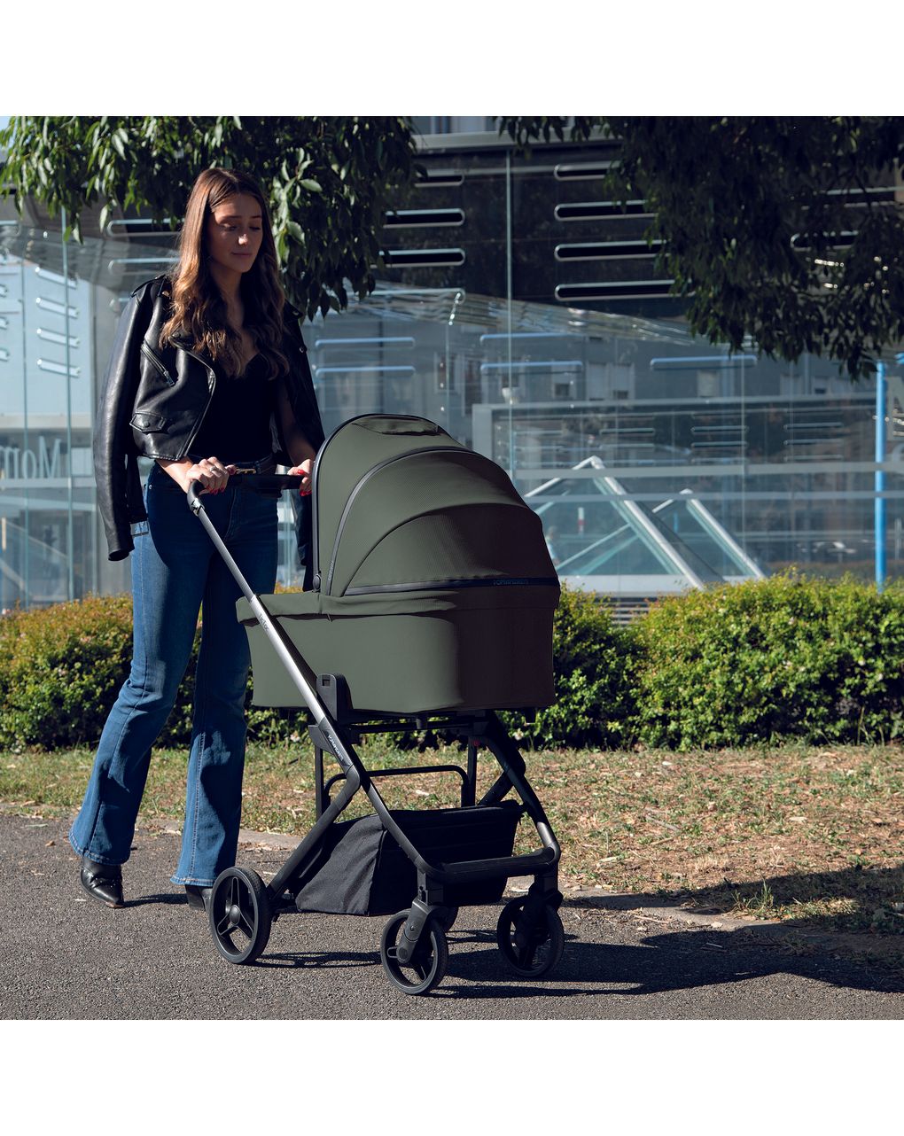 Trio tictoc + seggiolino rek black+ adattatore - olive - foppapedretti