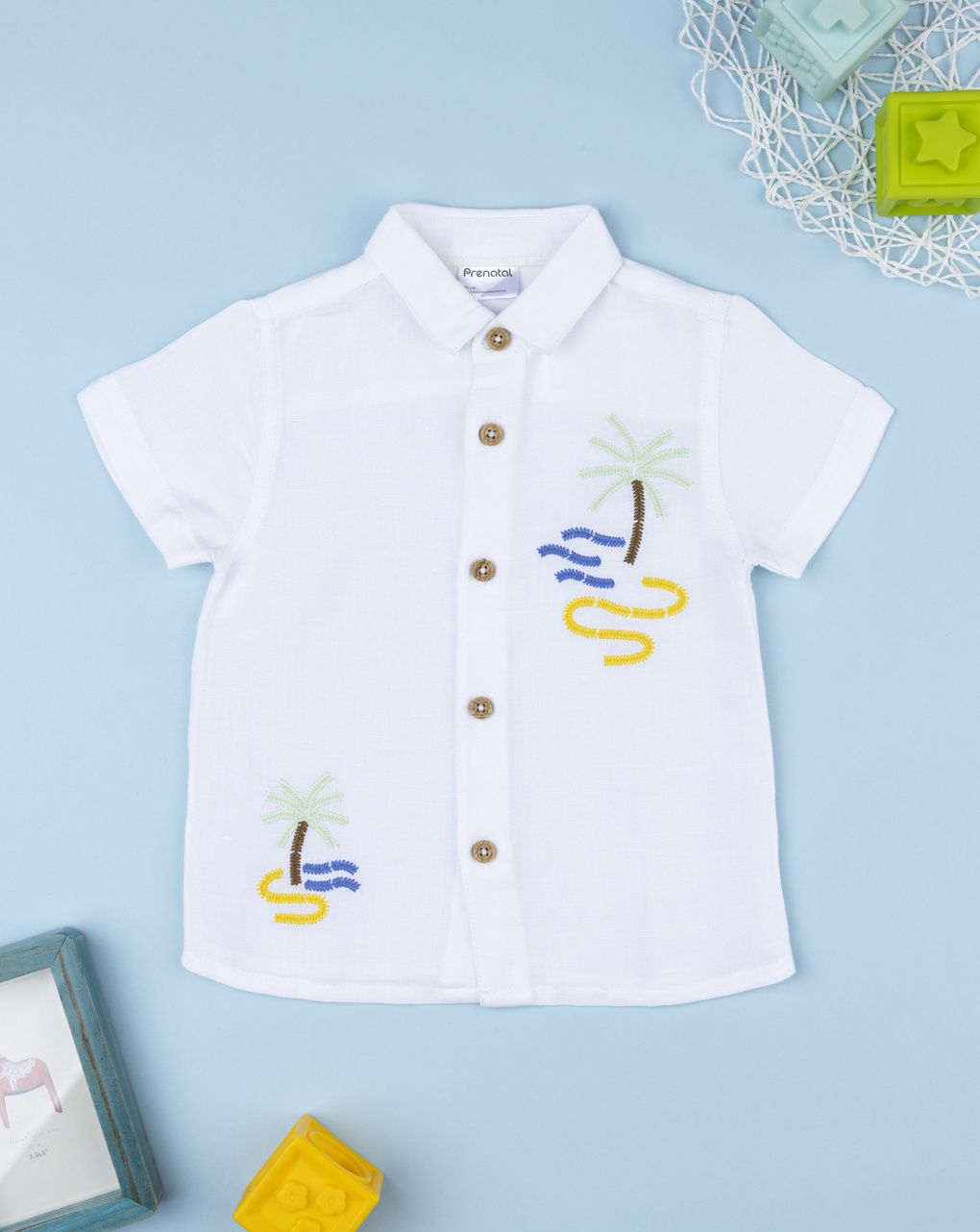 Camicia bianca bimbo ricami summer