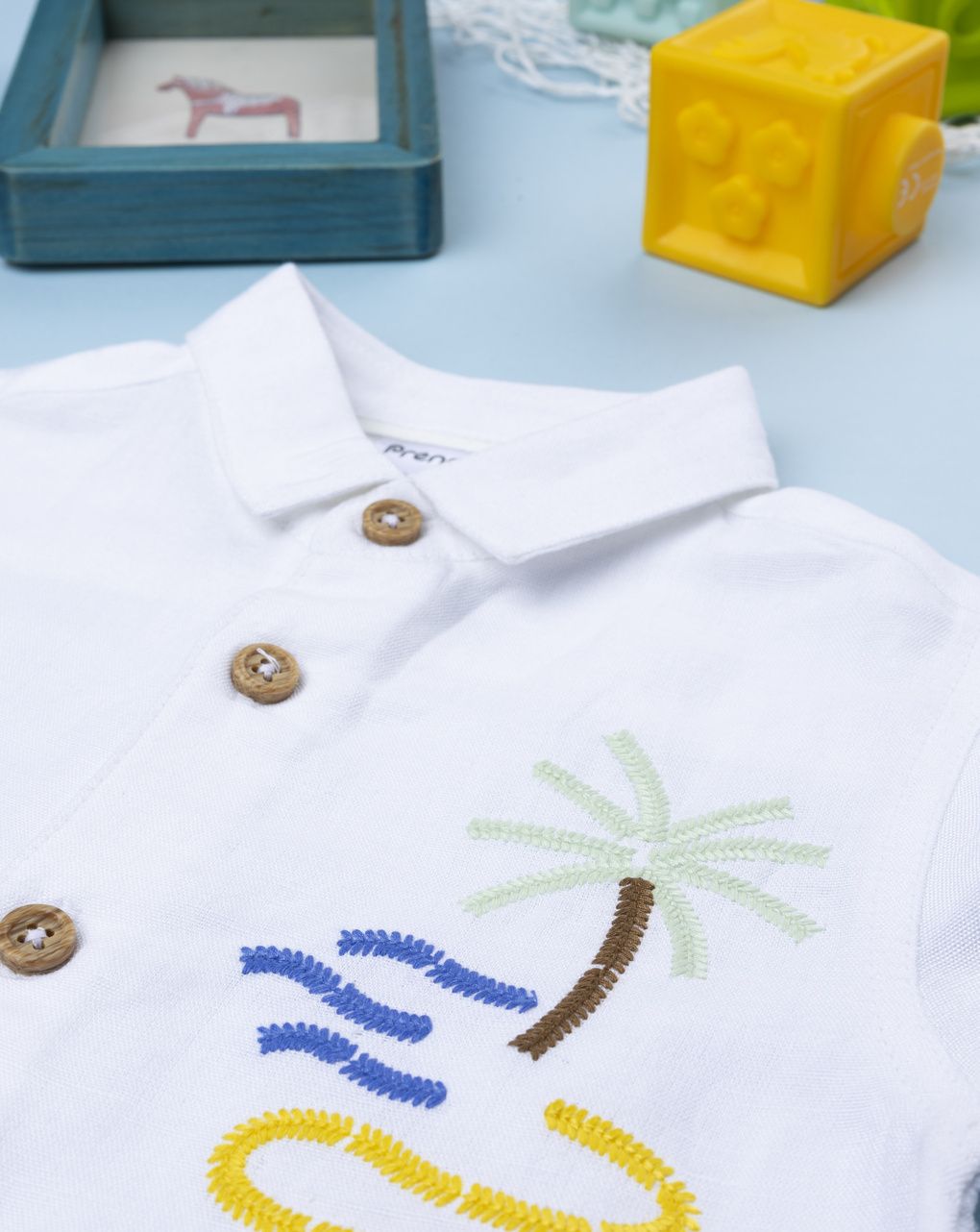 Camicia bianca bimbo ricami summer