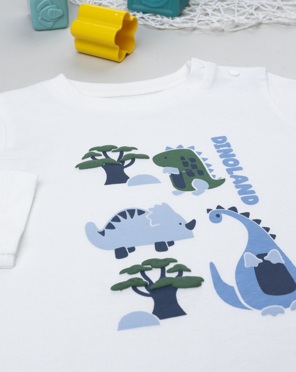 T-shirt bimbo bianca stampa "dinoland"