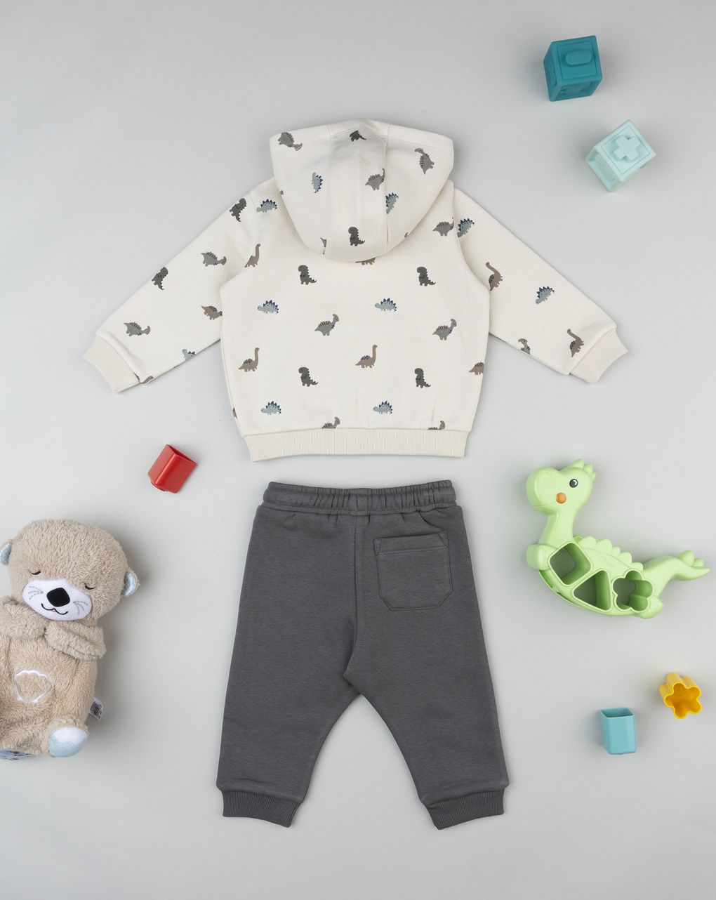 Completo jogging bimbo beige dino allover