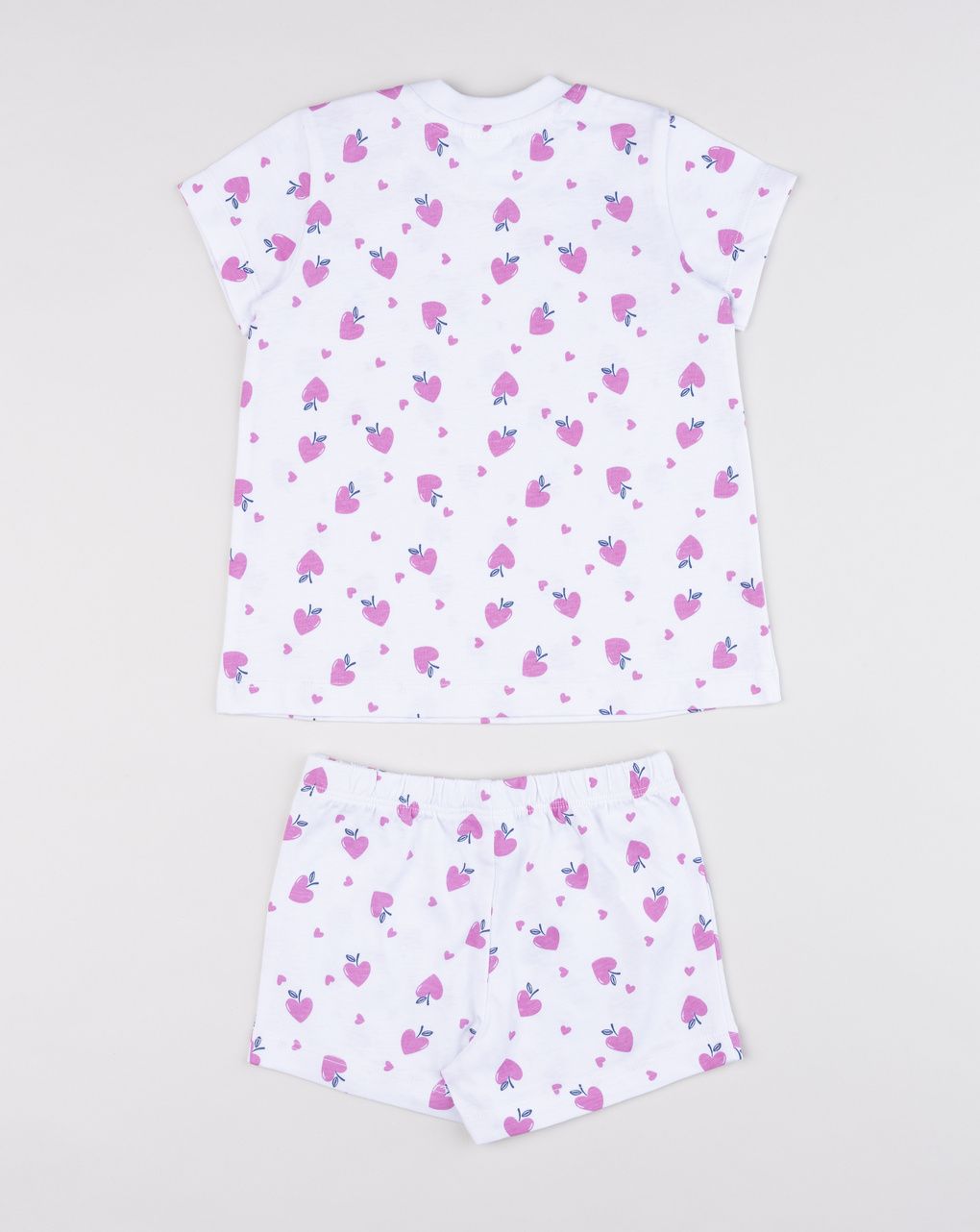 Pigiama estivo bambina bianco con cuoricini