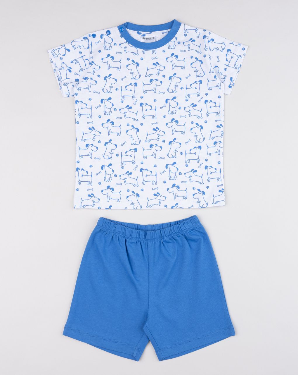Pigiama corto bimbo blu con stampa cagnolini