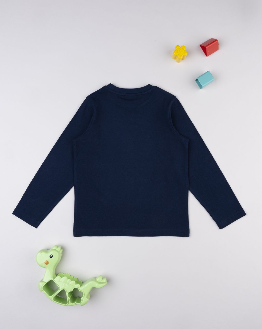 T-shirt bambino blu stampa dinosauro